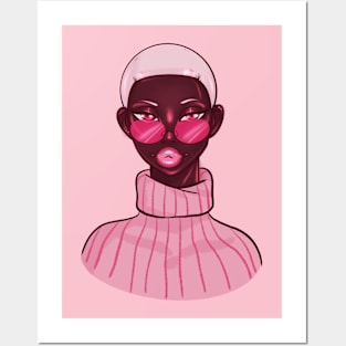 Black Girl Pink Glasses Cool & Judging Posters and Art